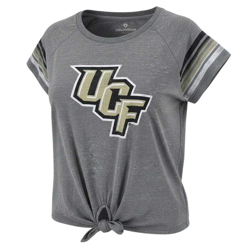UCF Knights Womens Gray Space Dye Tie Front T-Shirt Small Game Day Football